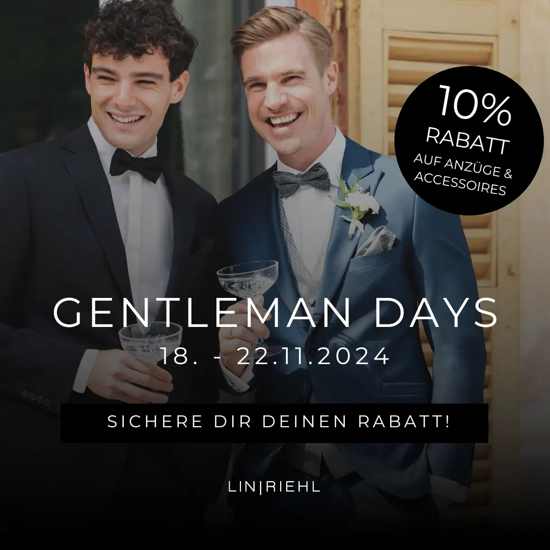 Gentleman Days - 10% Rabatt auf Deinen Hochzeitsanzug