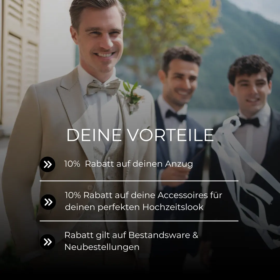 Gentleman Days - 10% Rabatt auf Deinen Hochzeitsanzug